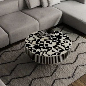 Bone Inlay Geometric Pattern Coffee Table