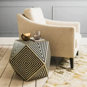 Bone Inlay Geometric Side Table/Stool