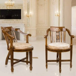 Ancient India Gold Solid Wood Living Room Chair